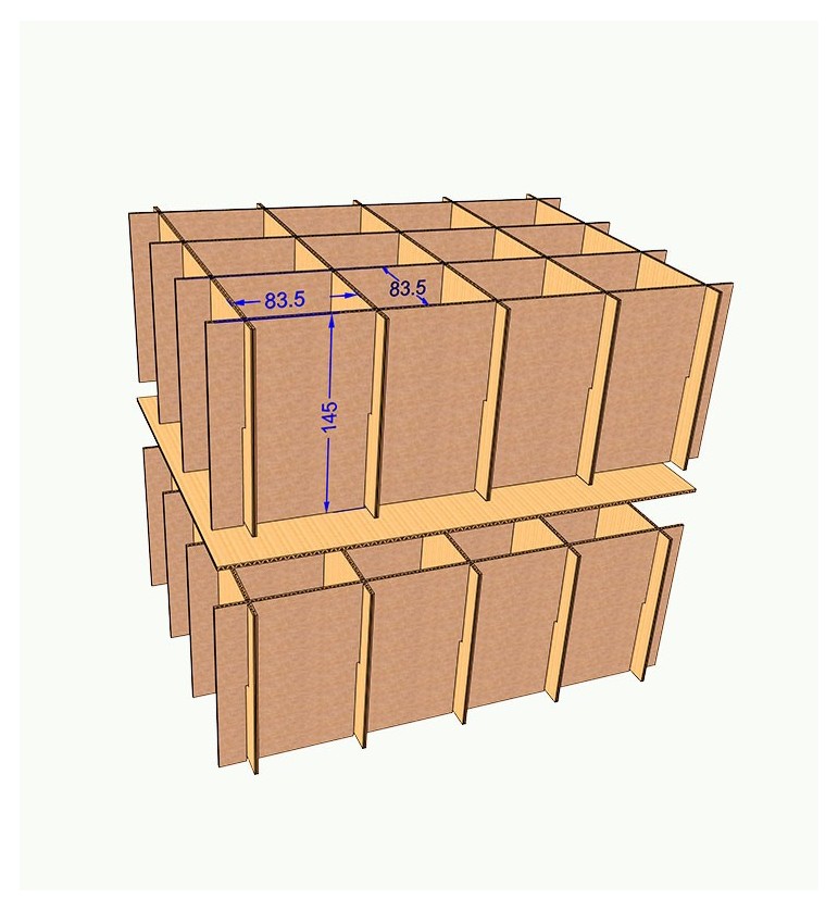 Scatola Porta Bicchieri 40x30x30 cm con, evidenza su alveare per 24 bicchieri o 12 calici
