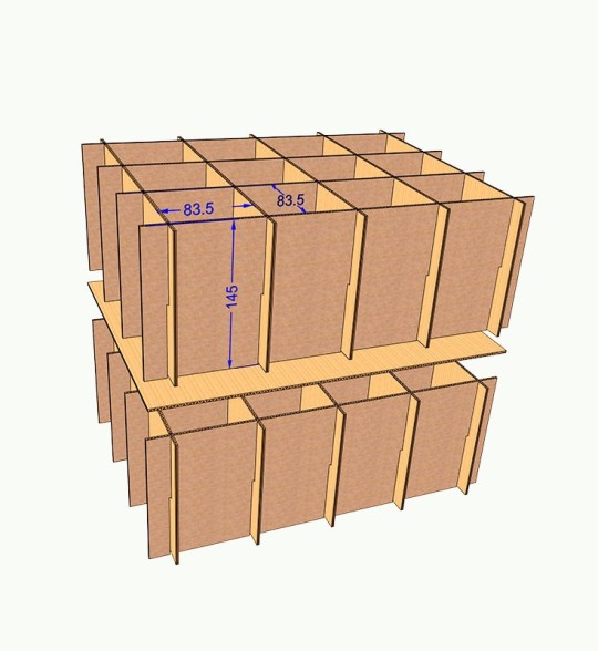 Scatola Porta Bicchieri 40x30x30 cm con, evidenza su alveare per 24 bicchieri o 12 calici