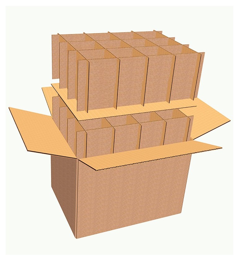 Scatola Porta Bicchieri 40x30x30 cm con alveare per 24 bicchieri o 12 calici